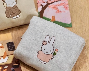 Dango Cherry Blossom Bunny Embroidered Sweatshirt - Etsy