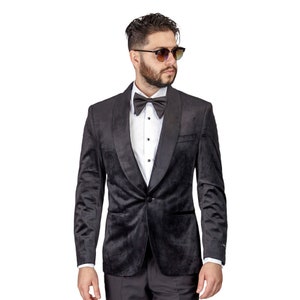 grey velvet dinner jacket