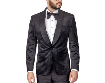 Tuxedo Jacket Men Slim Fit Pastel Dinner Velvet Blazer Shawl Lapel 1 Button AZAR