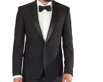 Slim Fit 1 Button Black Peak Lapel Mens Tuxedo Dinner Jacket  - AZAR MAN