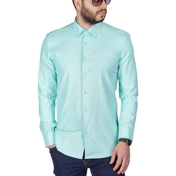 Mint Green Mens Dress Shirt Etsy
