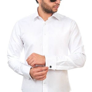 White french cuff dress shirt clearance
