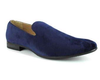 blue slip on loafers