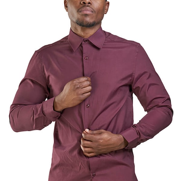 Mens Burgundy Dress Shirt Etsy