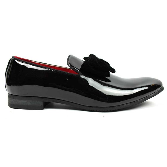 FERUCCI Men Plain Black Velvet Square Toe Slippers Loafers 