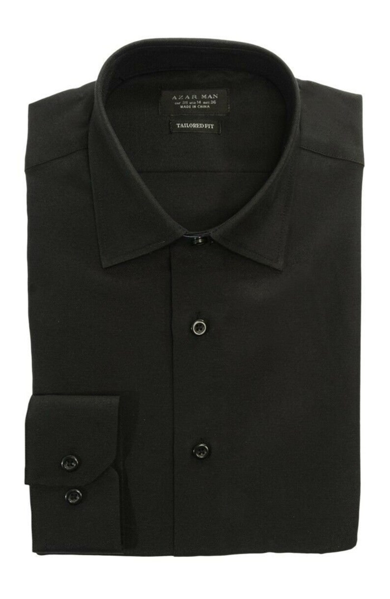 Slim Fit Solid Black Convertible Cuff Spread Collar Mens Dress - Etsy