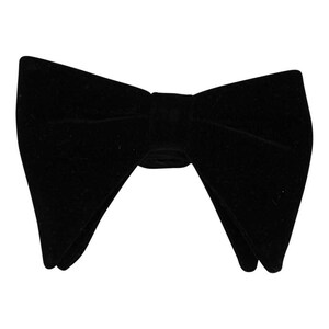 Mens Oversized Pre-Tied Handmade Velvet / Satin Adjustable Size Formal Tuxedo Big Bow Tie Versatile Wing Tip Lay Down Shirt Compatible Azar