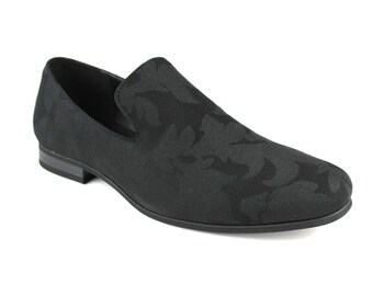 Rose Floral Print Men's Slip On Sneakers