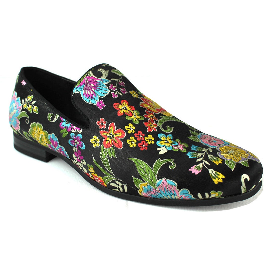 Men's Slip on Multi Color Floral Print Stitching Dress Shoes Loafers - Etsy