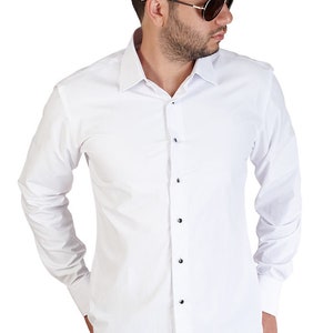 New Mens Slim Fit White Tuxedo Dress Shirt French Cuff Lay - Etsy