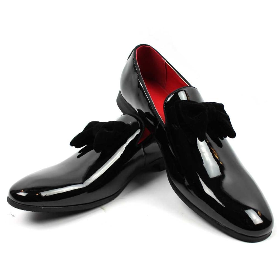 Slip on Tuxedo Mens Dress Shoes Loafers Patent Black Velvet | Etsy