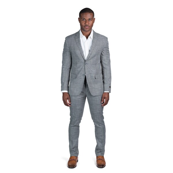 Slim Fit Mens Suit 2 Button Tweed Forest Green Notch Lapel Flat Front Pants AZAR MAN