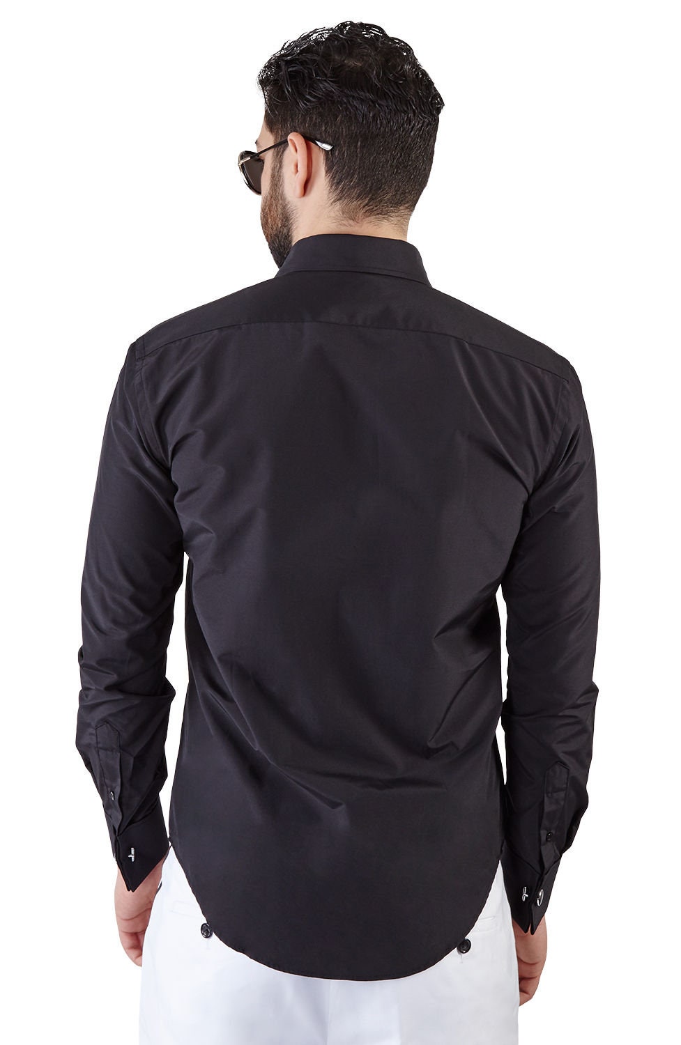 New Mens Slim Fit Black Tuxedo Dress Shirt French Cuff Lay - Etsy