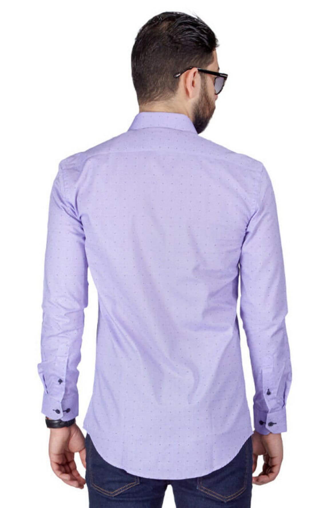 Slim Fit Lavender Men's Dress Shirt Bow Tie Print Contrast - Etsy