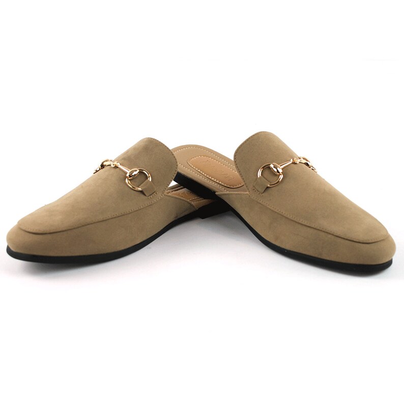 tan backless mules