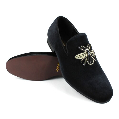 Blue Rose Floral Print Men's Slip On Sneakers