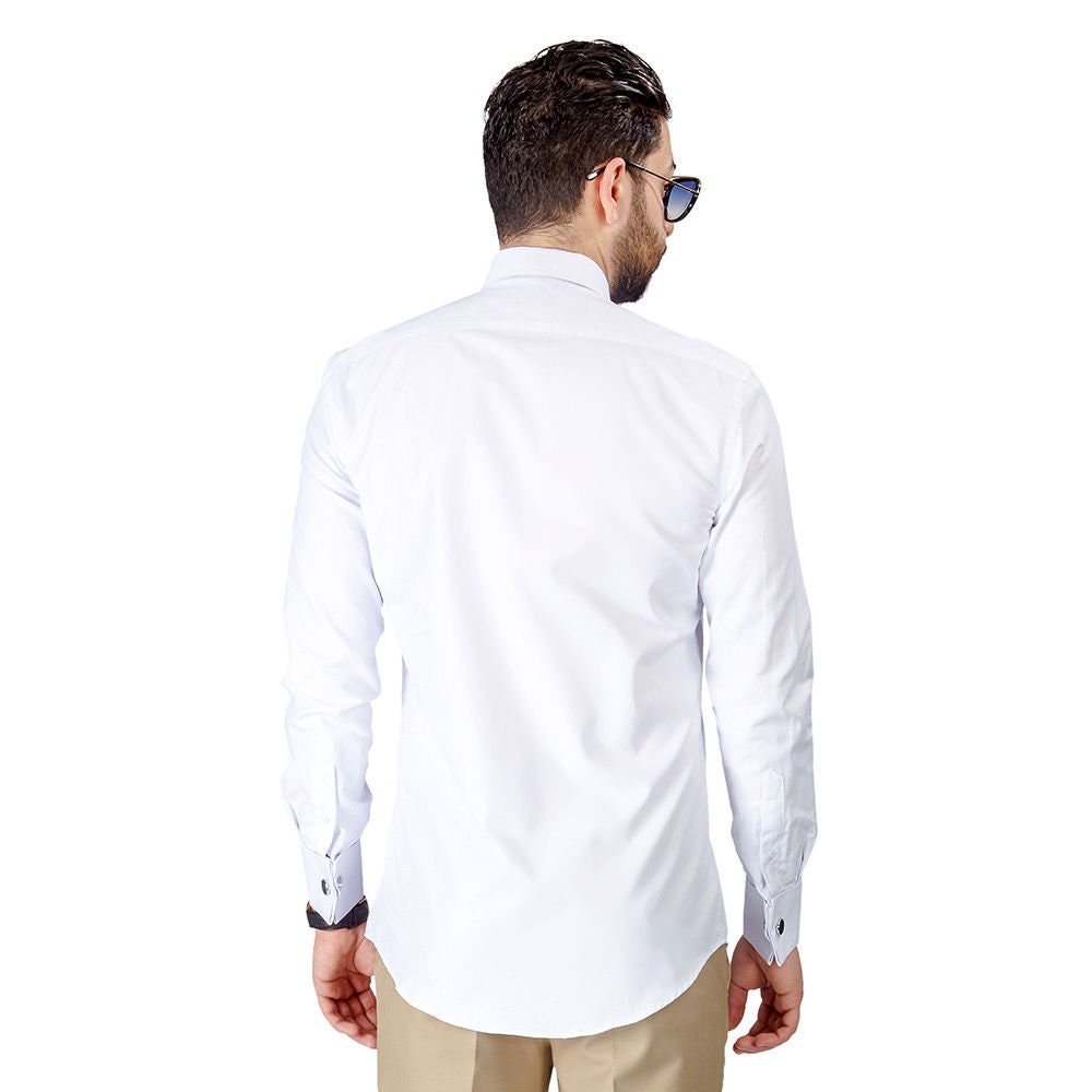 Tuxedo Dress Shirt Slim Fit Men's White Herringbone - Etsy