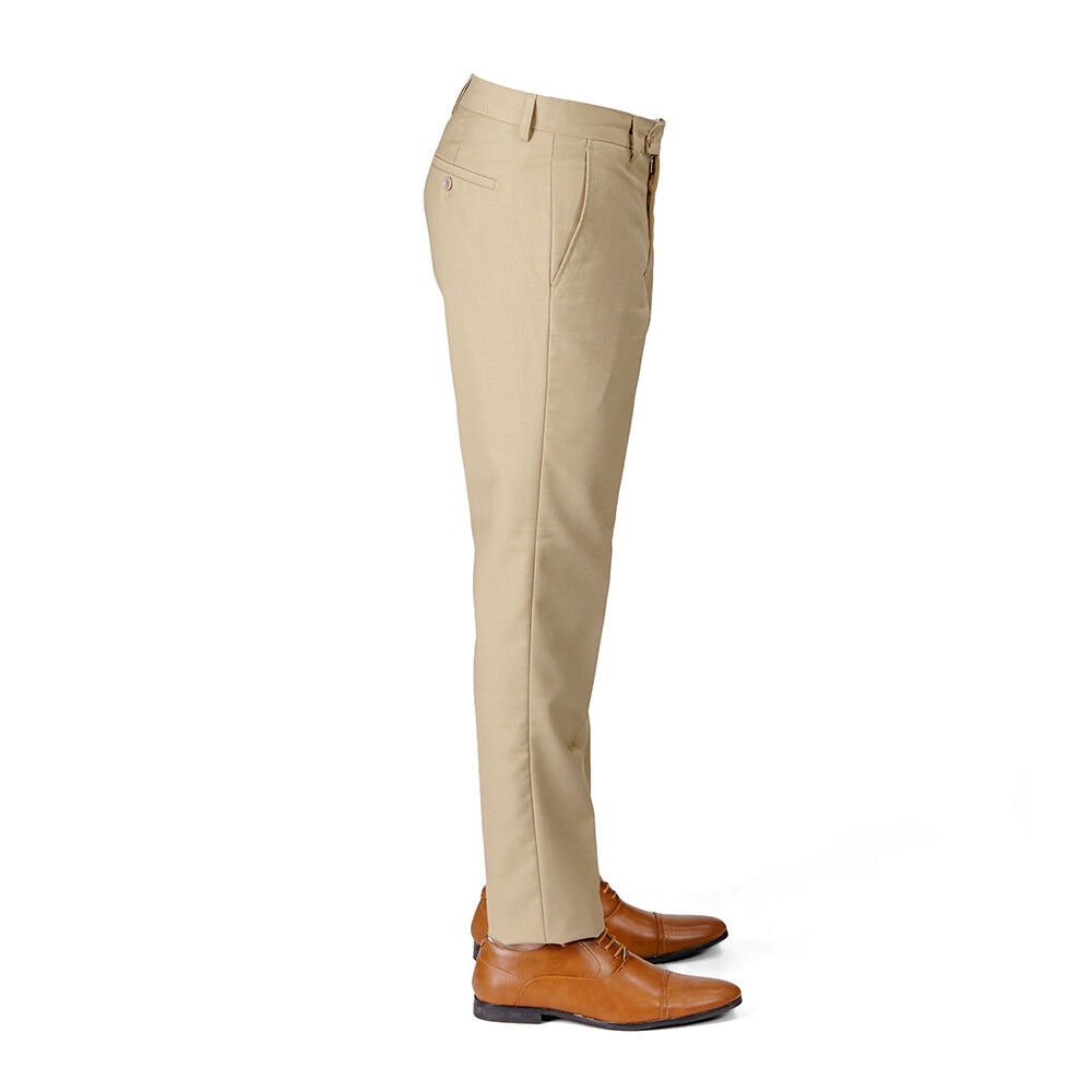 Tan Slim Fit Flat Front Dress Pants – Flex Suits