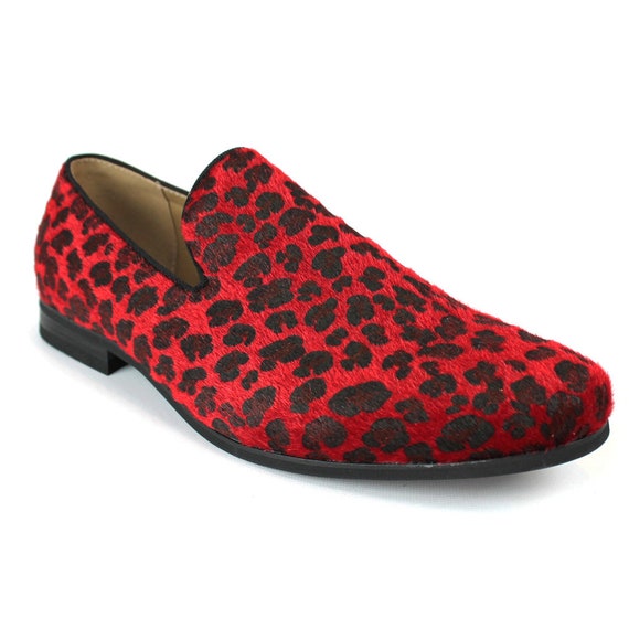 Mens Slip on Red Leopard Print Modern Dress Shoes Loafers Faux - Etsy Mens Slip on Red Leopard Print Modern Dress Shoes Loafers Faux - Etsy
