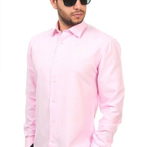 Slim Fit Solid Pink Convertible Cuff Spread Collar Mens Dress - Etsy