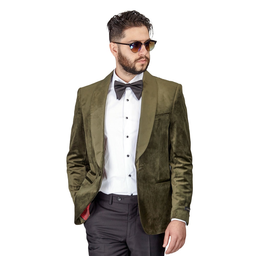 Tuxedo Jacket Mens Slim Fit Olive Green Velvet Dinner Blazer - Etsy