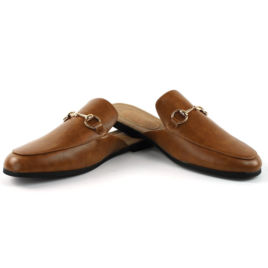 leather backless slippers
