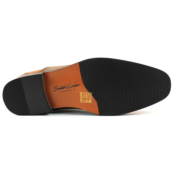Mens Cognac Brown Cap Toe Dress Shoes 