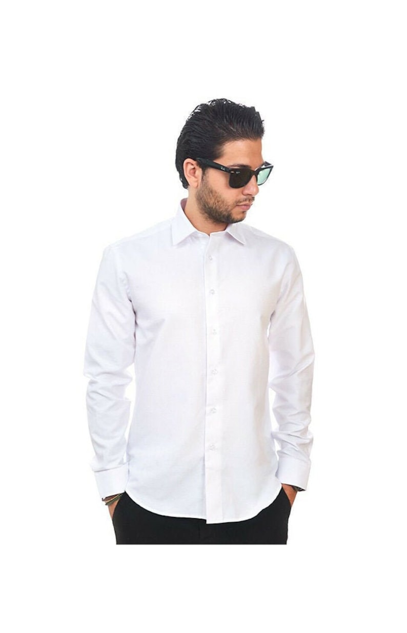 mens slim fit ivory dress shirt