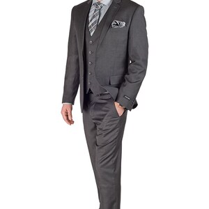 ZANETTI Charcoal Grey Slim Fit Notch Lapel Two-Button Suit main image 0