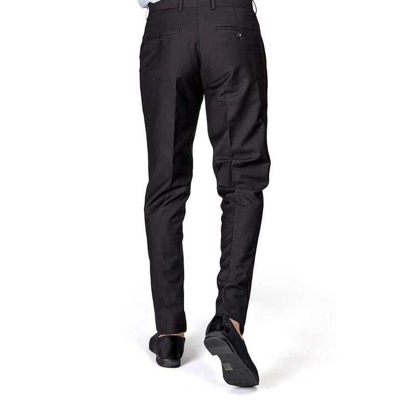 Slim Fit Black Mens Dress Tuxedo Pants Velvet Line Flat Front - Etsy