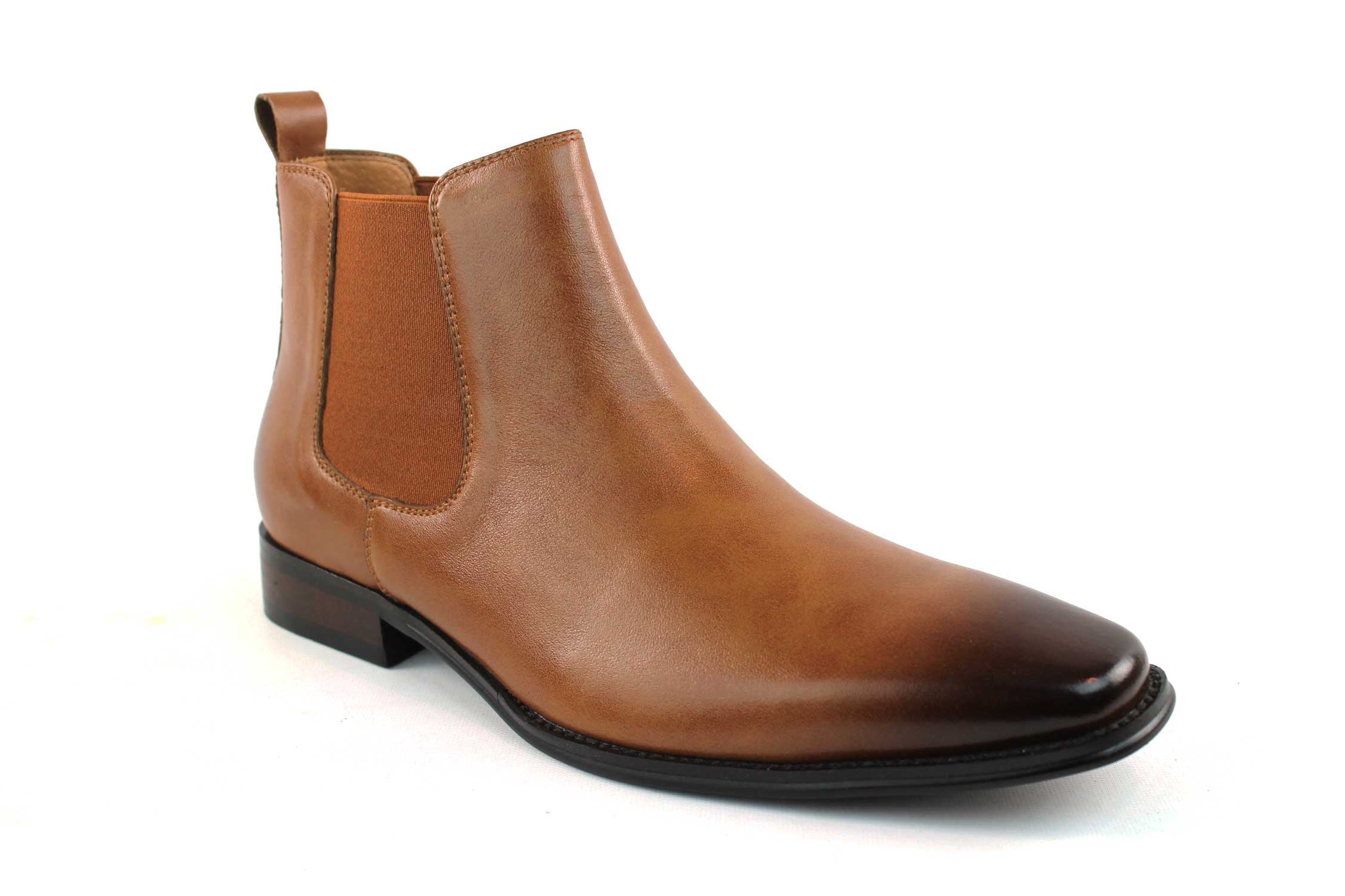 Genuine Leather Cognac Men's Dress Chelsea Boots Almond Etsy