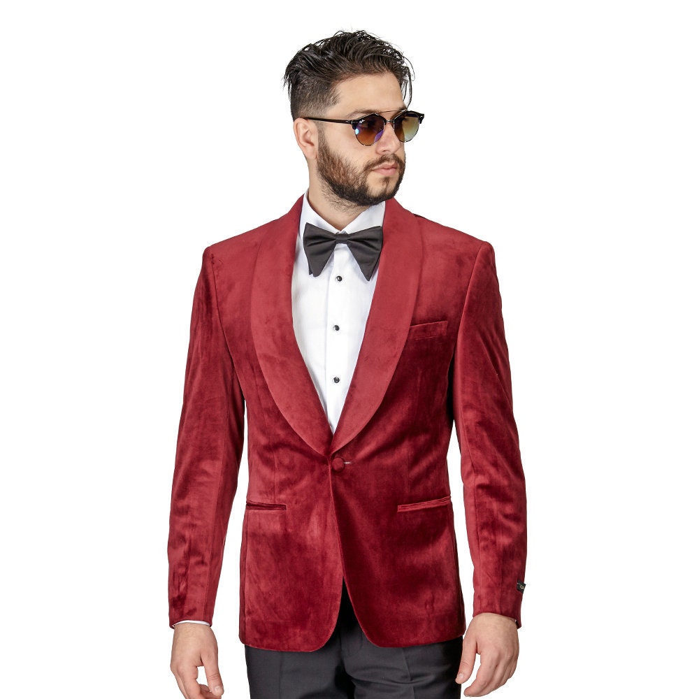 Tuxedo Jacket Mens Slim Fit Burgundy 