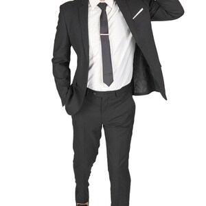 Slim Fit Men Suit Micro Textured Weave 2 Bottoni Notch Colletto - Foto 8