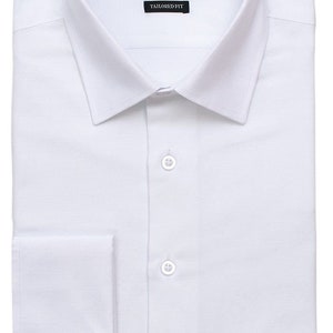 Slim Fit Solid White French Cuff Dress Shirt Spread Collar Wrinkle Free ...