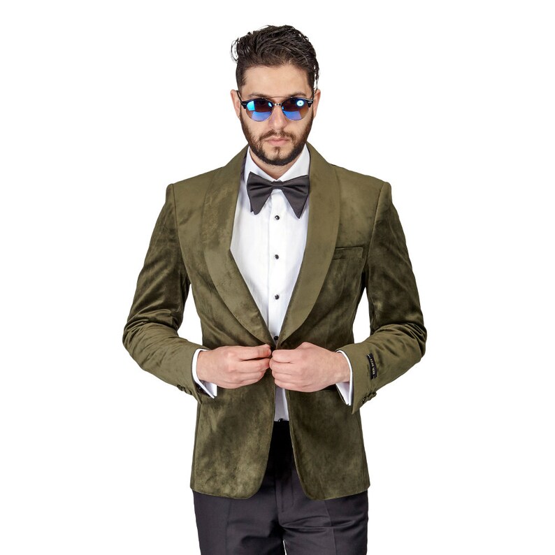 Tuxedo Jacket Mens Slim Fit Olive Green Velvet Dinner Blazer - Etsy