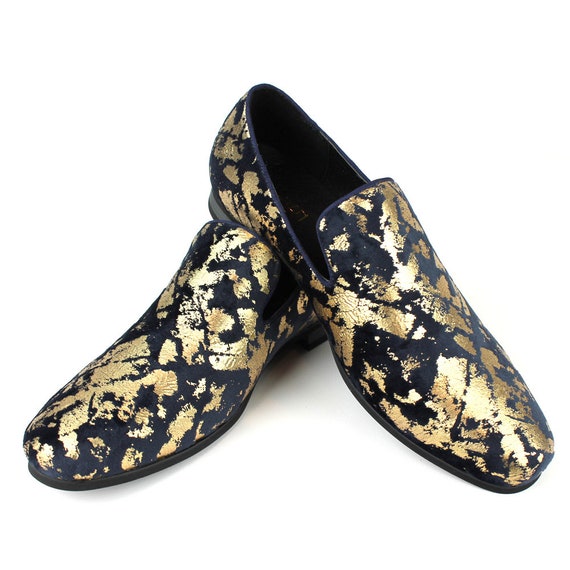 Navy and gold dress shoes sale