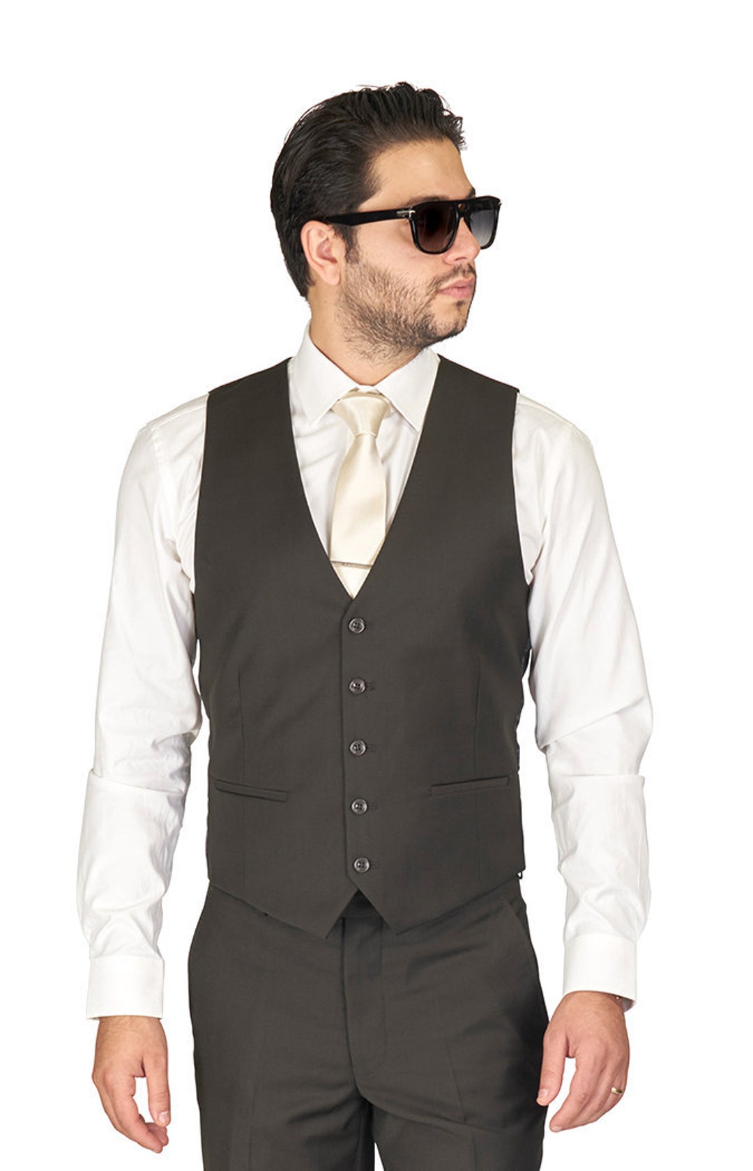 Mens Vneck 4 Button Waistcoat Business Casual Suit Vest  Walmart Canada