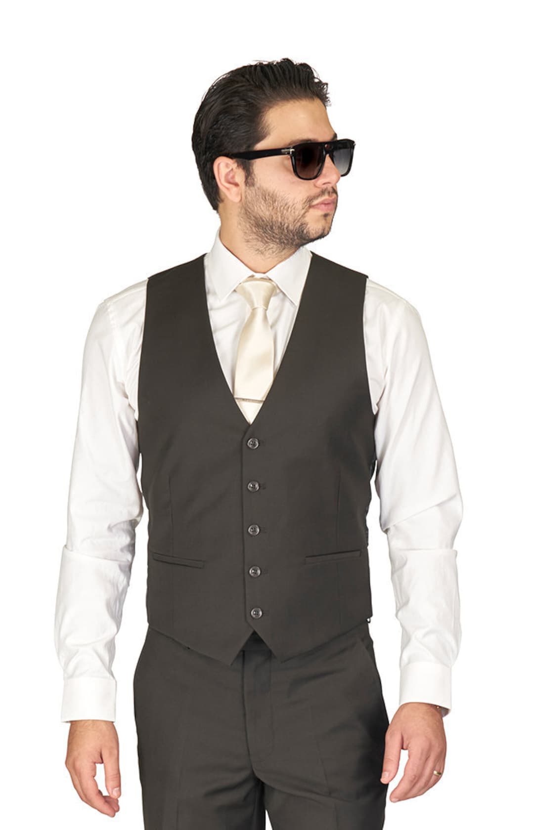 Mens Vneck 4 Button Waistcoat Business Casual Suit Vest  Walmart Canada