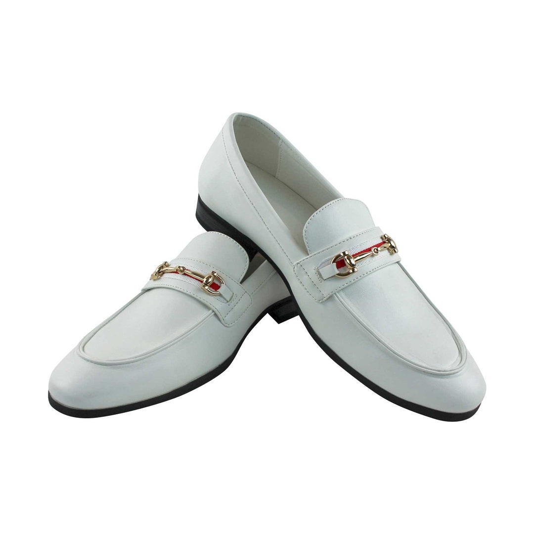 mens white leather slip on shoes