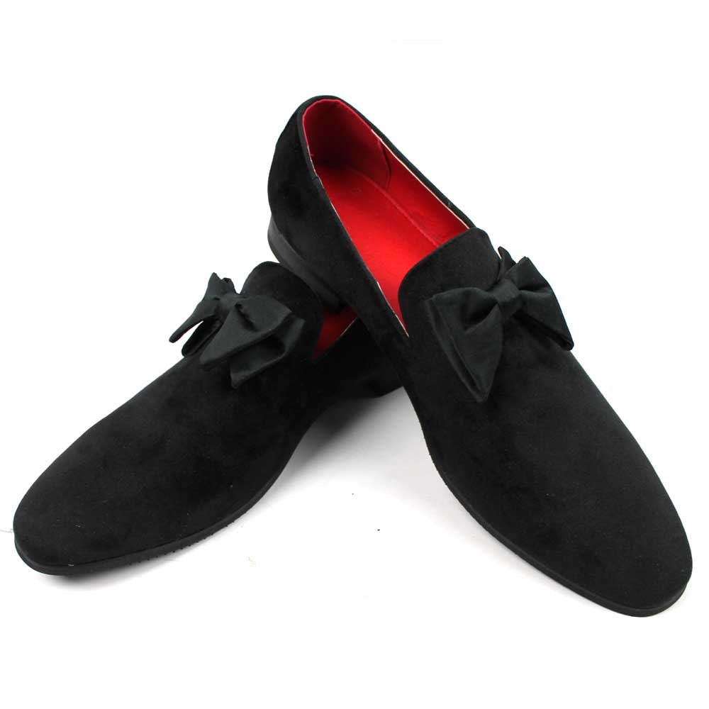 Slip on Tuxedo Mens Dress Shoes Loafers Velvet Black Satin Bow | Etsy