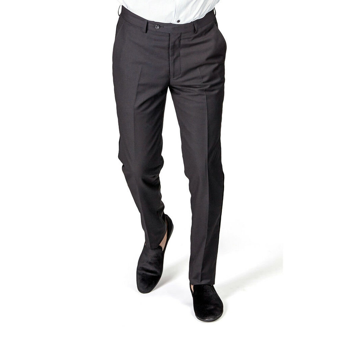 Mens Red Tuxedo Pants with Black Trim - Flat Front Pants Modern Fit main image 0