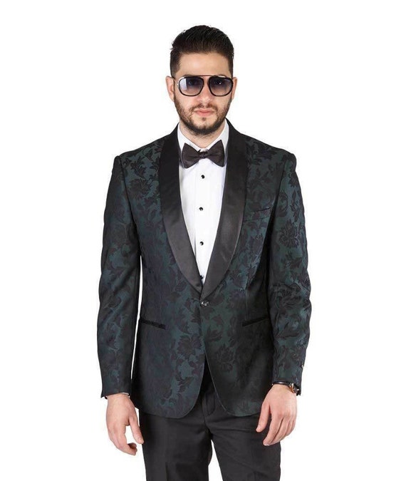 Tuxedo Jacket Men Slim Fit Pastel Dinner Velvet Blazer Shawl Lapel 1 Button AZAR