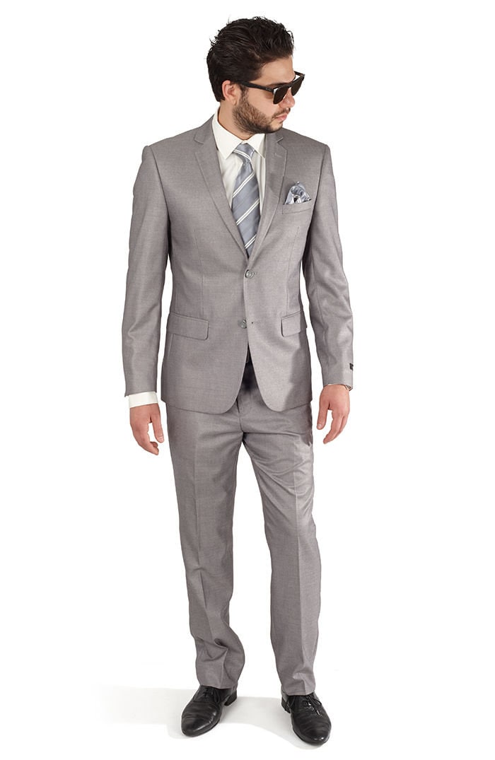 Slim Fit Men's 2 Button Soild Silver Gray Suit Notch Lapel - Etsy