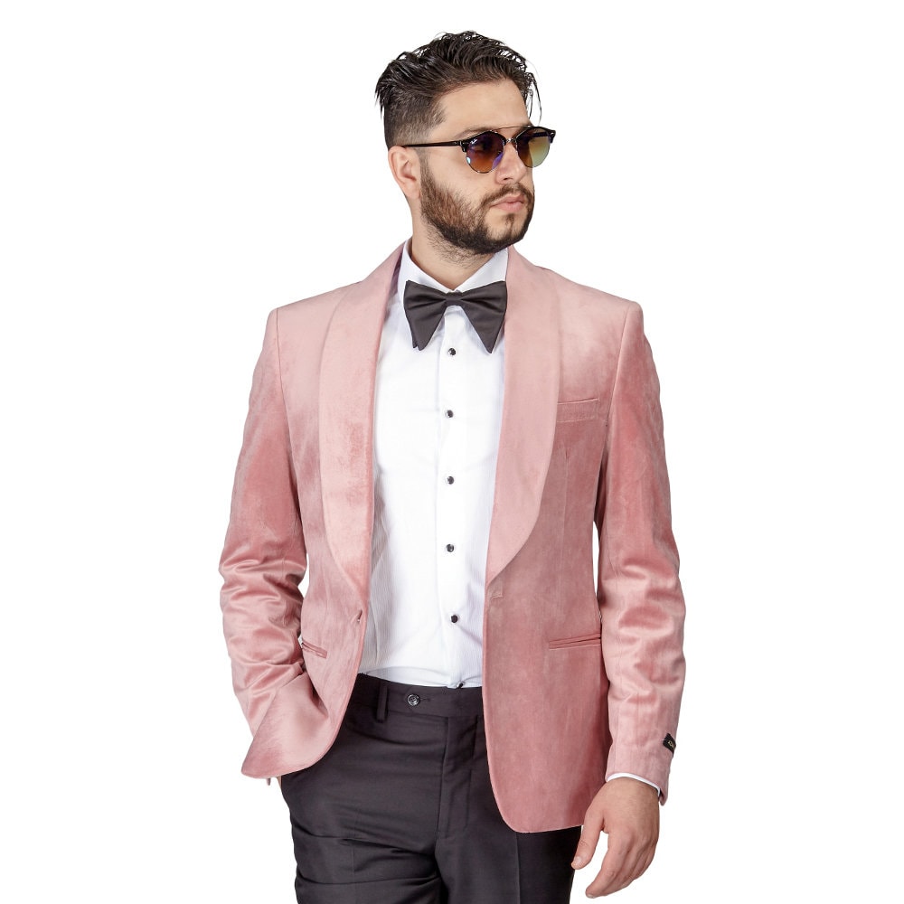 Tuxedo Jacket Mens Slim Fit Pink Pastel Velvet Dinner Blazer - Etsy