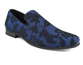 Men's Navy Blue Slip on Floral Tone 