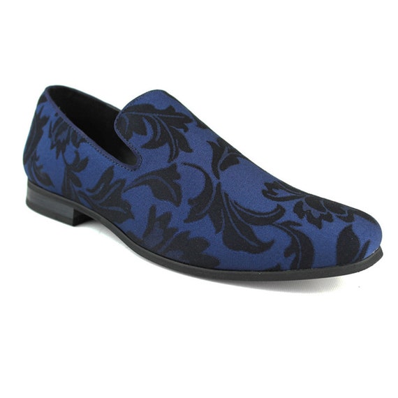 Men's Navy Blue Slip On Floral Tone 