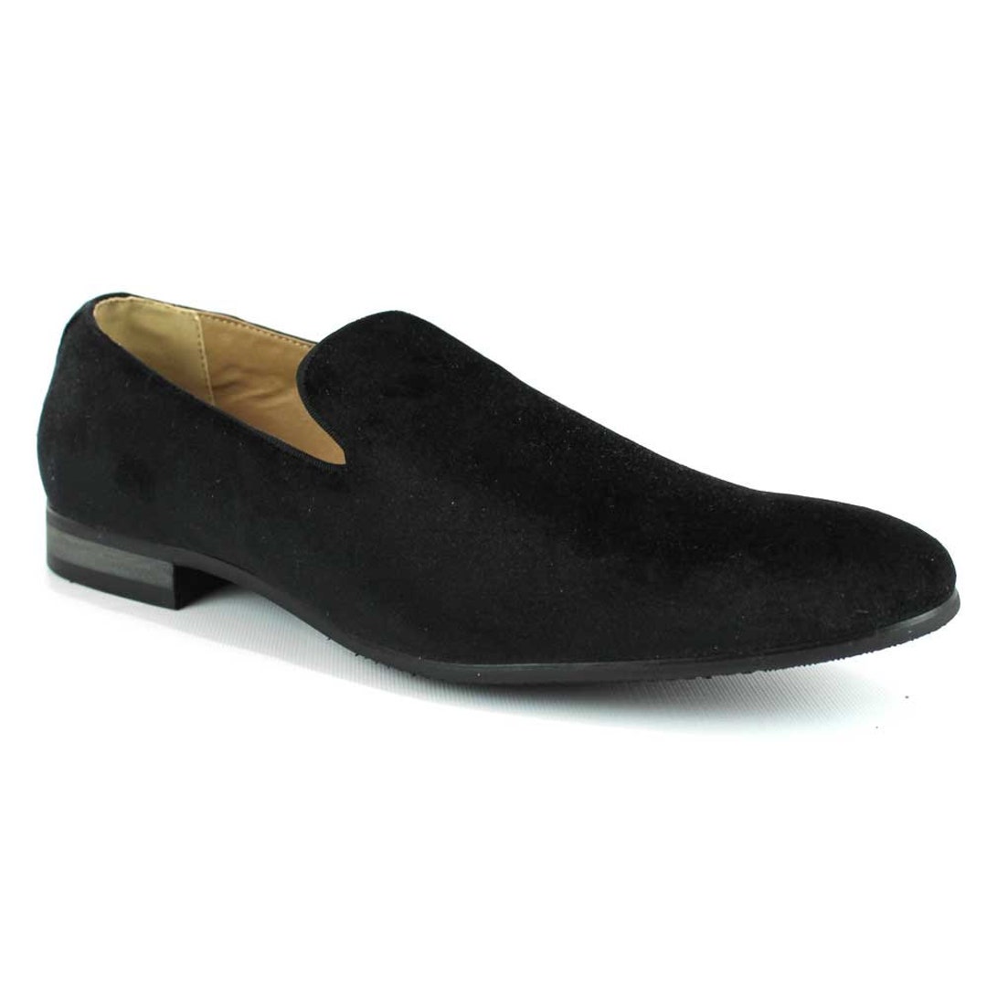 Velvet Slip on Black Tuxedo Plain Loafers Handmade Modern Formal Mens ...