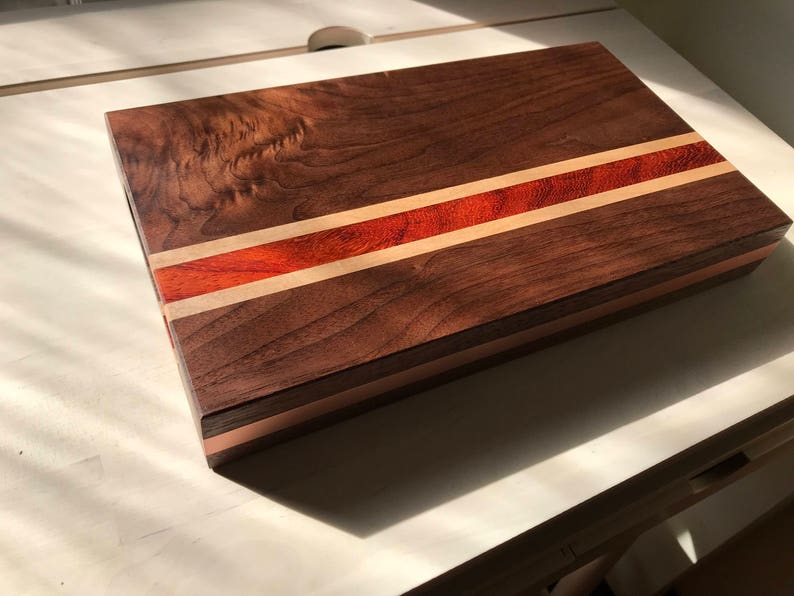 Hardwood Cutting Board Walnut Padauk Maple Inlaid Copper Etsy