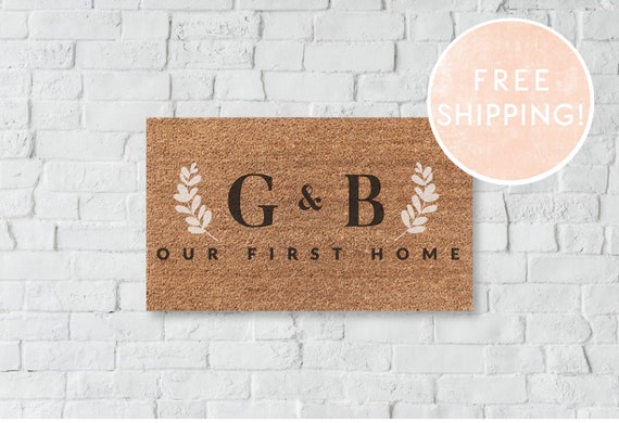 First Home Custom Doormat With First Name Initials Customized Closing Gift Housewarming Gift Free Shipping