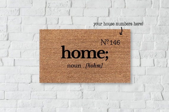 Home Definition Custom Doormat With House Numbers Unique Etsy
